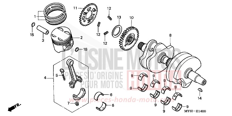 KURBELWELLE/KOLBEN von CB1300 Super Bold'or ABS SCHWARZ (NH1) von 2002